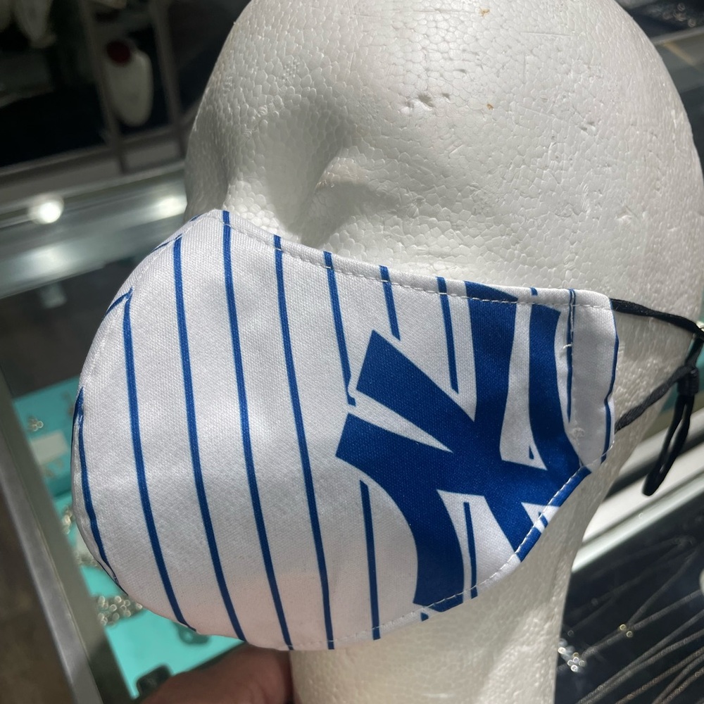 New York Yankees MLB Team Color Face Mask Logo ~ Adjustable ear laces
